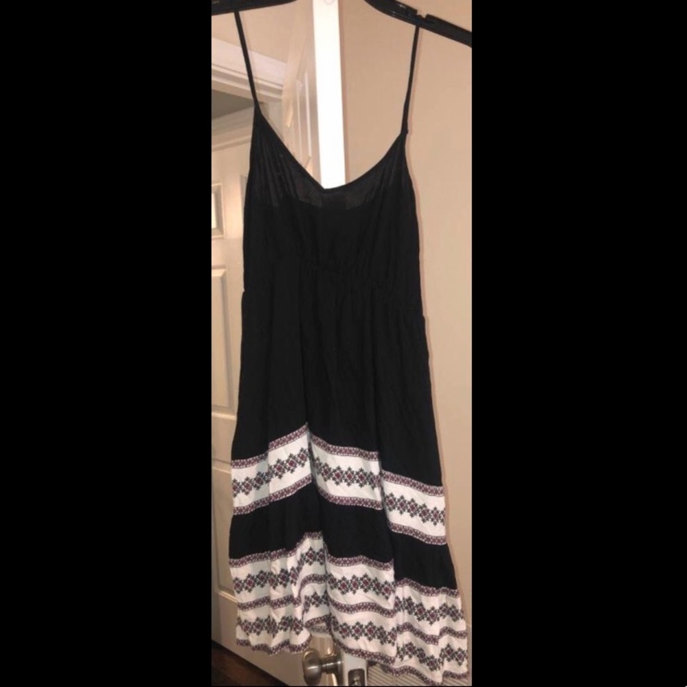 NWOT Black Sundress with Red Floral Trim